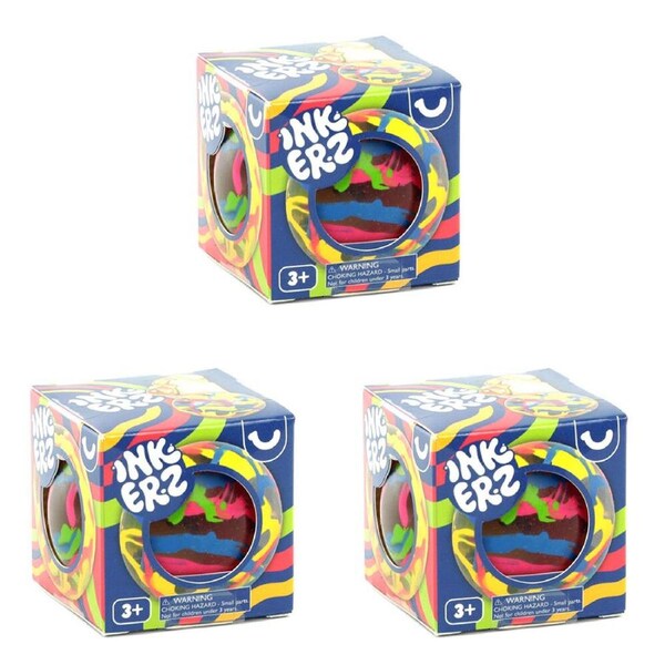 3PK Keycraft Inkerz Ball Kids/Childrens Squishy Sensory Stress Toy Assorted 3y+