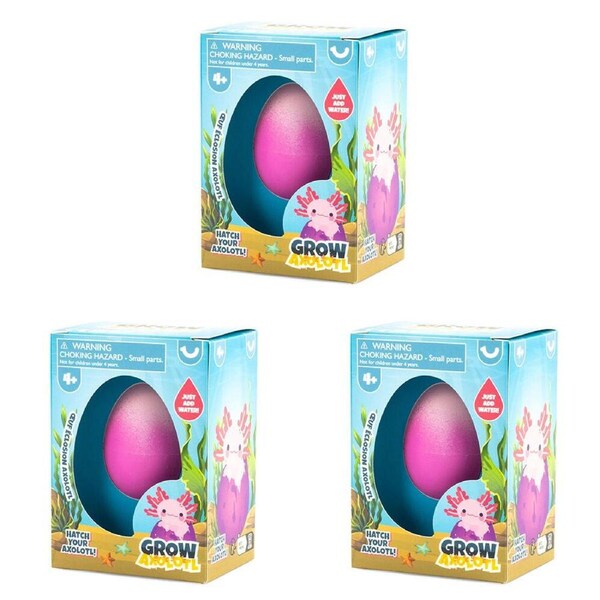 3PK Keycraft Grow Axolotl Kids Educational Egg Hatching Water Toy Assorted 4y+