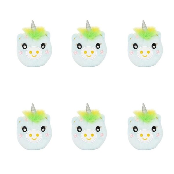 6PK Keycraft Clip & Cuddle Unicorn Plush Keyring Clip Toy 9cm Assorted 3y+