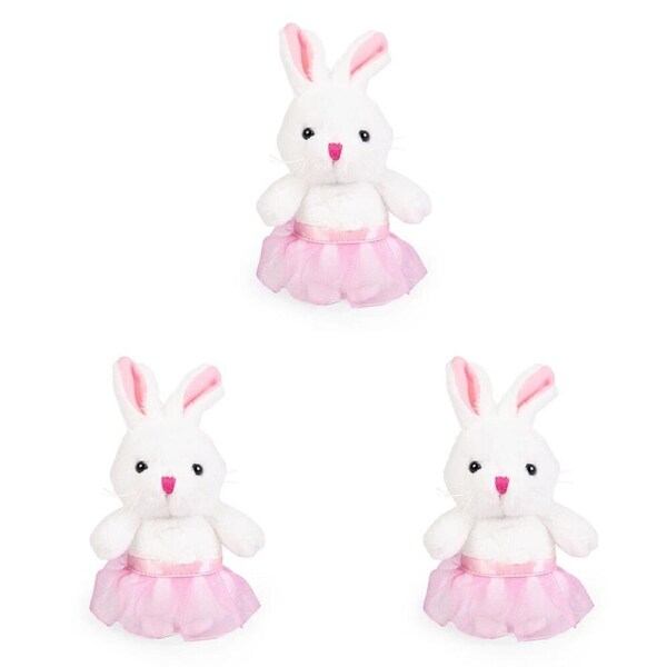 3PK Living Nature Play Tutu Bunny Animal Soft Plush Toy 15cm Assorted 0y+