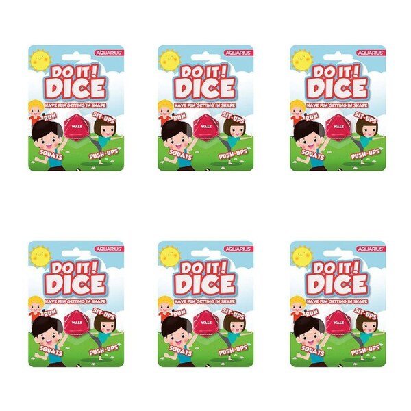 6PK Aquarius Do It Fitness Novelty Dice 8-Sided Dice Rolling Game Red 14y+