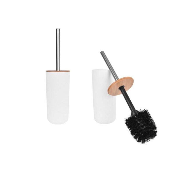 2Pcs Bamboo Lid Toilet Brush