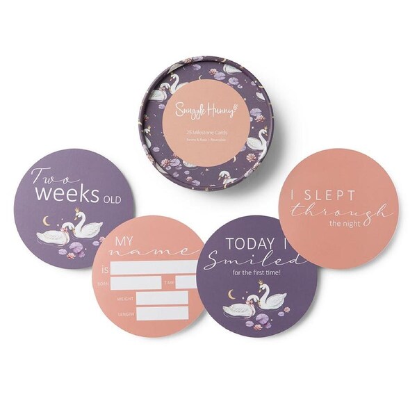 Snuggle Hunny Swans & Rosa Reversible Milestone Cards