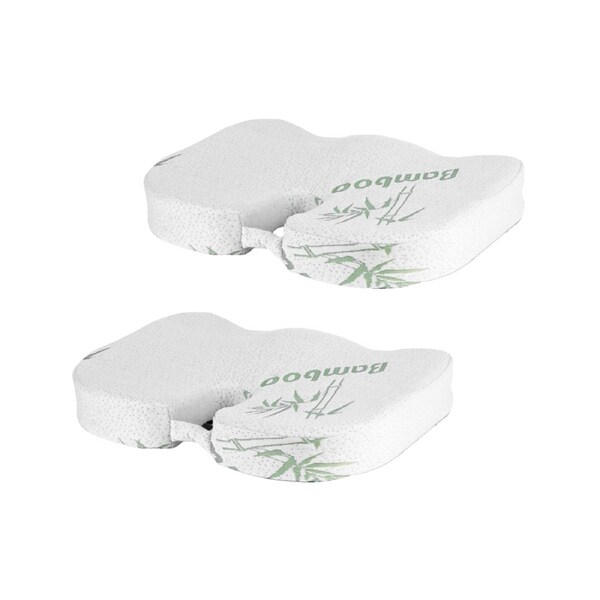 2 Pcs Bamboo Memory Foam Pressure Relief Seat Cushion