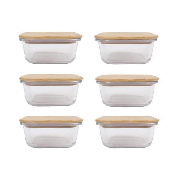 6 Pcs Bamboo Food Container - Large