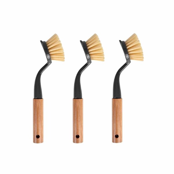 3 pcs Clevinger Eco Cleaning Bamboo Dish Brush – Eco-Friendly Ergonomic Kitchen Scrubber