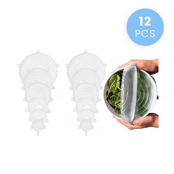 12 Pcs Cook Easy Silicone Stretch Lids Set – 6 Sizes, Reusable Food-Grade Silicone