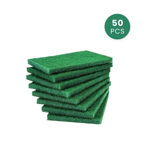 50 Pcs Heavy-Duty Non-Scratch Scouring Pads – Quick-Dry Kitchen & BBQ Cleaning Pads