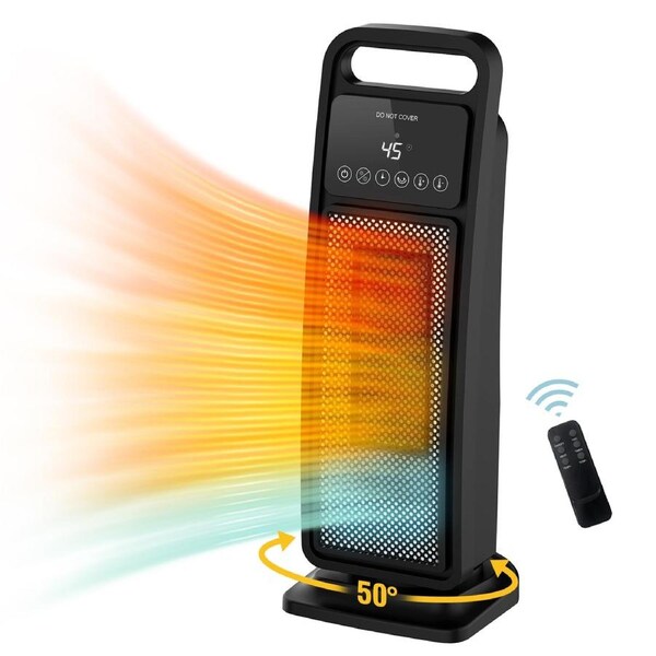 Advwin Heater 2000W Self-Regulating Ceramic Electric Portable Heater with Remote for Office, Bedroom, Adjustable Temperature, Black