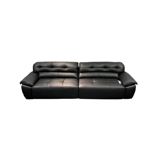 Black Leather Power Retractable Sofa Bed/Dual Electric Extended Sleeper Couch