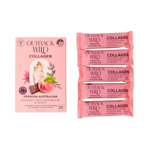 Outback Wild Collagen Coconut Milk Chocolate & Peach 20g X 5pk
