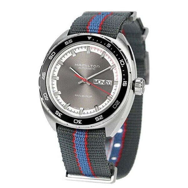 Hamilton American Classic Pan Europ Fabric Strap Gray Dial Automatic 25 Jewels H35415982 Men's Watch