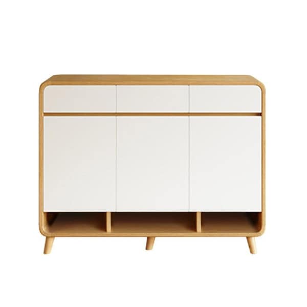 Foret Shoe Cabinet Shelf Modern Large Storage Cupboard 2 Drawers 120cm White