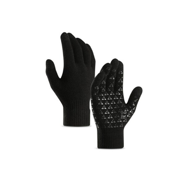 Nevenka Winter Woman Gloves Upgraded Touch Screen Anti-Slip Silicone Gel Elastic Cuff Thermal-Black-DZ32