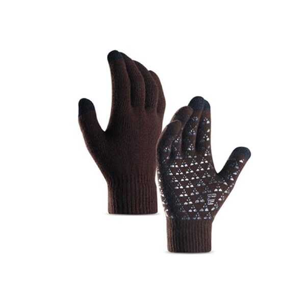 Nevenka Winter Man Gloves Upgraded Touch Screen Anti-Slip Silicone Gel Elastic Cuff Thermal-Brown-DZ32