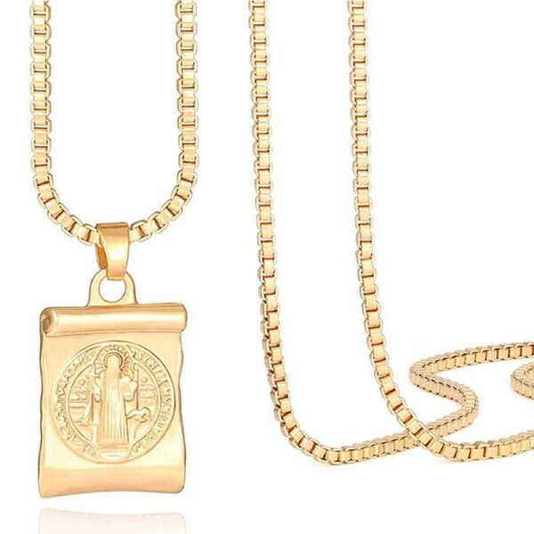 Nevenka Simple Cute Long Pendant Necklace Oval Link Choker Double Layer Jewery-Saint Benedict-GL-0023A