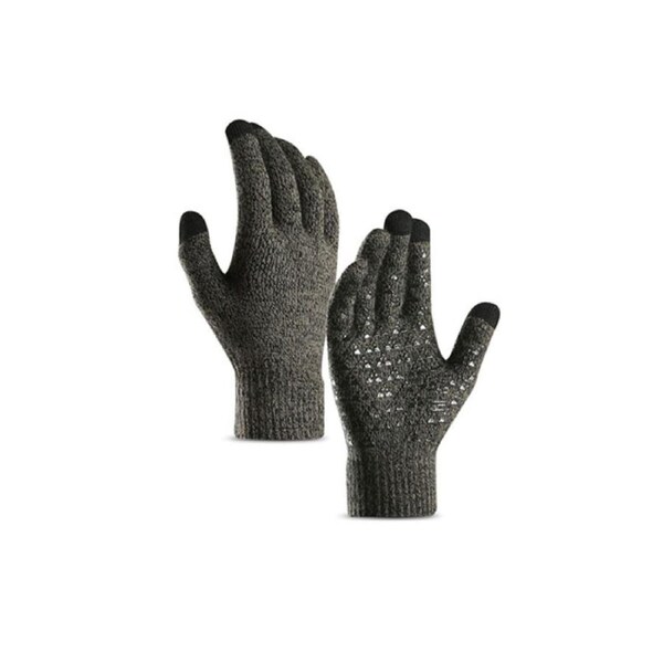 Nevenka Winter Man Gloves Upgraded Touch Screen Anti-Slip Silicone Gel Elastic Cuff Thermal-Gray-DZ32