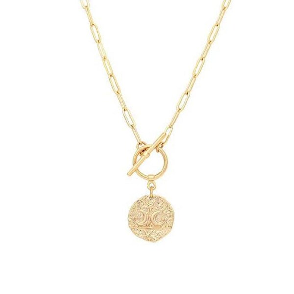 Nevenka Simple Cute Long Pendant Necklace Oval Link Choker Double Layer Jewery-Stars And Moon1-GL-0023A