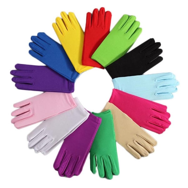 Nevenka 13 Pairs Women Short Satin Gloves Wrist Length Gloves Gown Gloves Opera Gloves