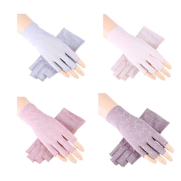 Nevenka 4 Pairs Women Gloves Summer Sunscreen Fingerless Gloves UV Protection Half Finger Gloves-D