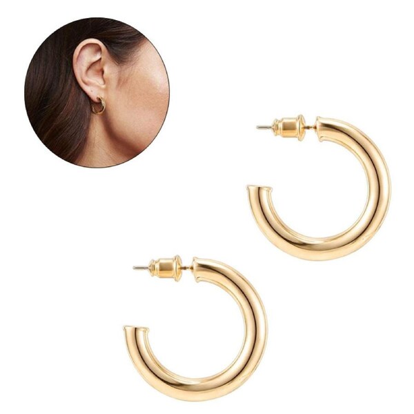 Nevenka Gold Hoop Earrings for Women Lightweight Open Hoops