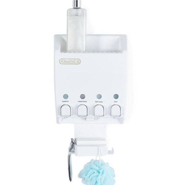 Bathroom Soap Dispenser - 4 Pump Liquid Soap Lotion Shampoo Conditioner - Wall Mounted