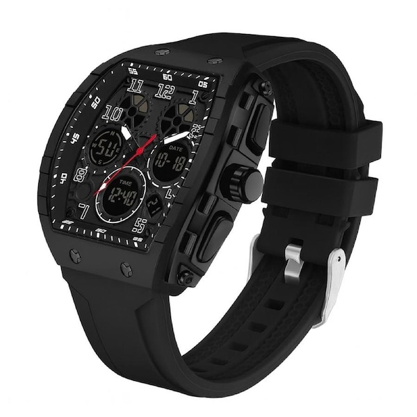 Digital Watch – Waterproof Silicone Sport Wristwatch with Multifunctional Features-Black