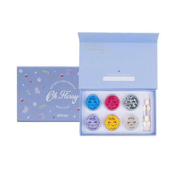 Oh Flossy Kids Disco Fever Glitter Set Non-Toxic Cosmetic 10x10cm Kids 3y+