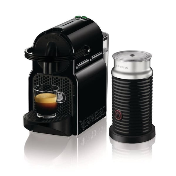 Nespresso Inissia Capsule Coffee Machine with BONUS Milk Frother Black by DeLonghi EN80BAE