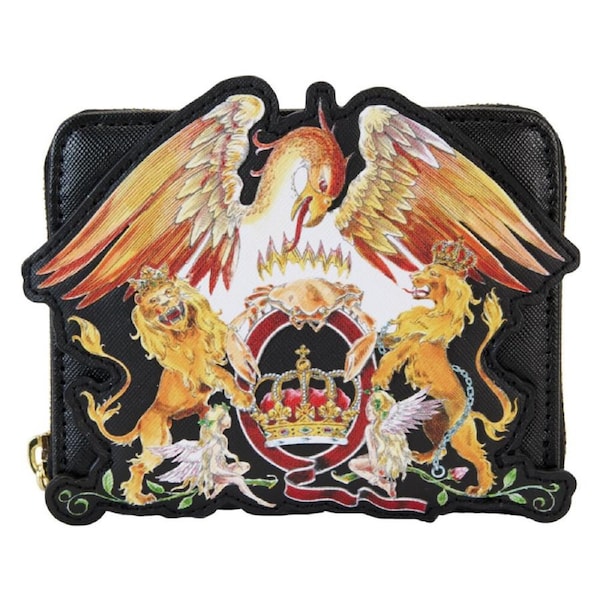 Queen Logo Crest Colorful Zip Around Wallet Coin Purse 5x4in