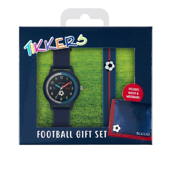 Tikkers Blue Soccer Watch with Straps, Bracelet & Wallet Gift Set - Blue