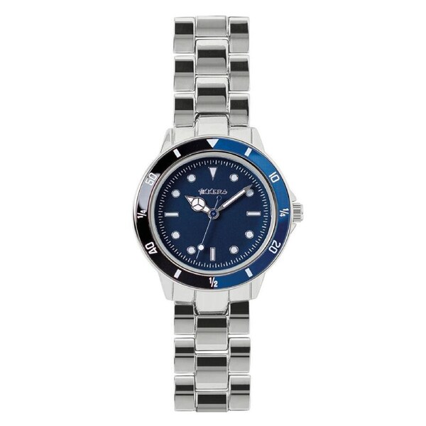 Tikkers Two-Tone Navy Dial Watch w/ Adjustable Silver Link Bracelet - Blue