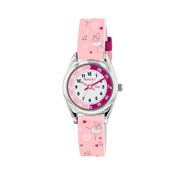 Tikkers Ballerina Time Teacher Dial Watch with Adjustable 3D Straps - Pink