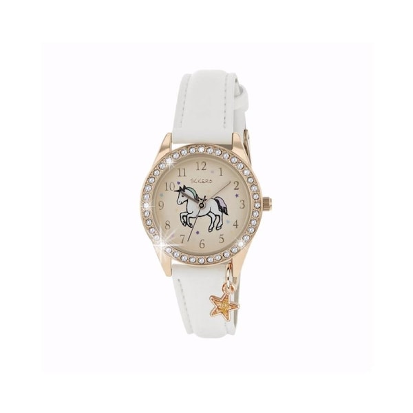 Tikkers Time Teacher Charm Collection Unicorn Dial Watch w/ Strap - White