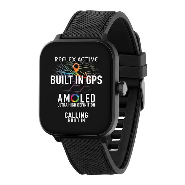 Reflex Active SERIES 44 Amoled GPS Smart Watch with Black Silicone Straps