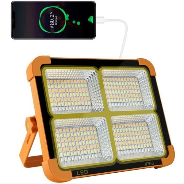 100W LED Solar Work Light, Rechargeable 16500mAh, 10000LM Portable Spotlight for Construction, Garage, Camping