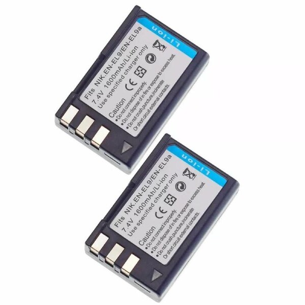 2 Pack - High-Performance Replacement Rechargeable Battery Pack Compatible with Nikon EN-EL9, EN-EL9a, EN-EL9e, MH-23, and Nikon SLR Digital Cameras (D40, D40X, D60, D3000, D5000)