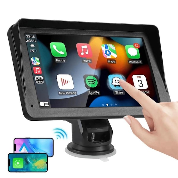 7" Portable Wireless Apple Carplay Android Auto Car Stereo Radio Bluetooth + CAMERA