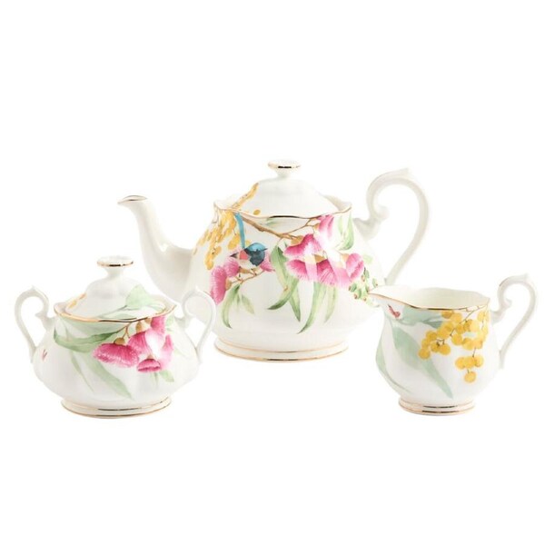 Royal Albert Miranda Kerr Australiana Teapot , Sugar & Creamer 3 Piece Set