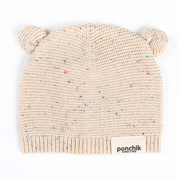 Ponchik Babies + Kids Bear Knitted Beanie Hat - Carmel 12-24 Months