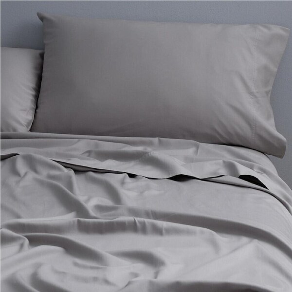 Canningvale Carrara Fitted Sheet Set Alessia Bamboo Cotton Perla Grey Queen