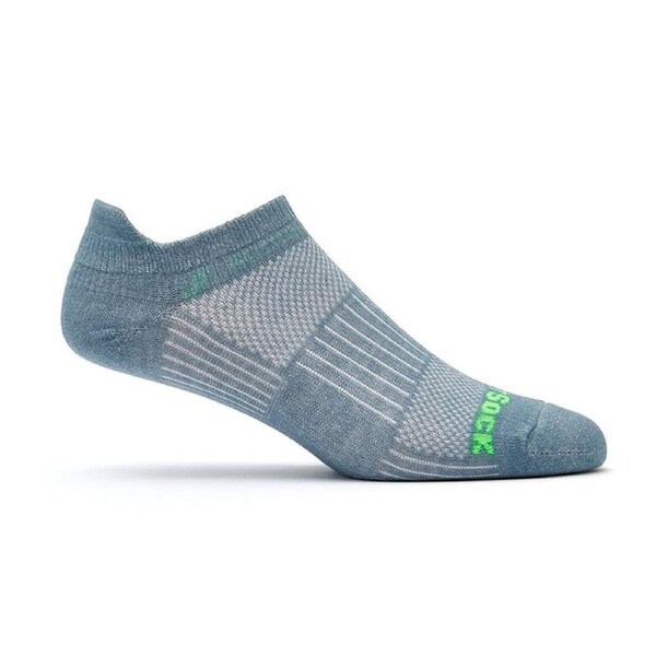 Wrightsock Coolmesh II Tab Steel/Grey/Neon Green Unisex Running/Active Socks S