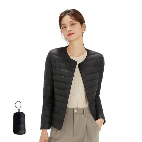 Nevenka Womens Down Jacket Packable Lightweight Two Wear Waterproof Coat-Black 3XL