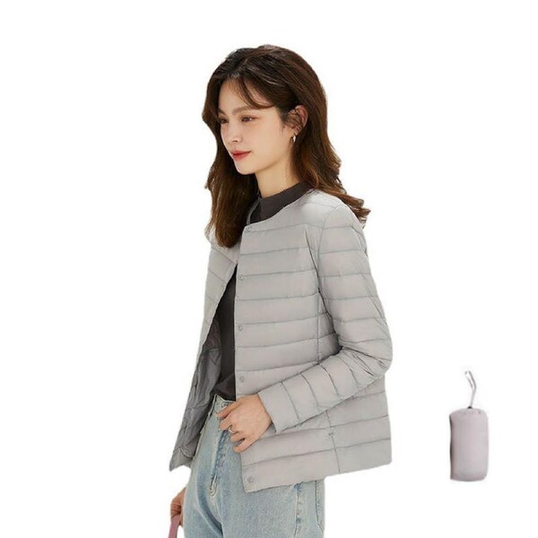 Nevenka Womens Down Jacket Packable Lightweight Two Wear Waterproof Coat-LightGrey 2XL