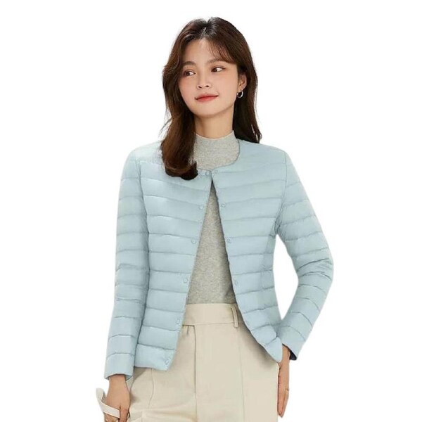 Nevenka Womens Down Jacket Packable Lightweight Two Wear Waterproof Coat-LightBlue XL