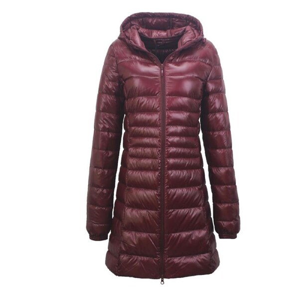 Nevenka Womens Lightweight Puffer Jacket Hooded Winter Mid Length Coat-ZaoRed 4XL