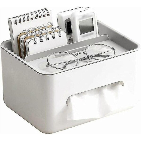JOYBUY Rectangular Tissue Box Lid With Storage, Multifunctional Tissue Box Holder, Tissue Box Organizer, Tissue Holder Box Dispenser