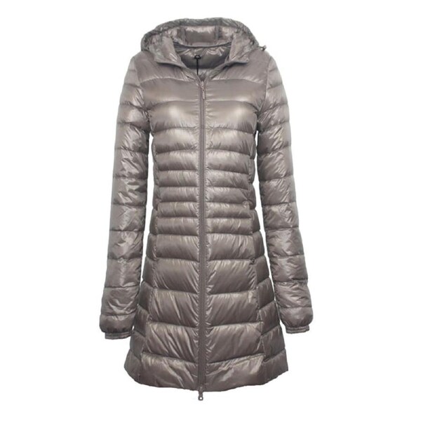 Nevenka Womens Lightweight Puffer Jacket Hooded Winter Mid Length Coat-ShiZhu 2XL