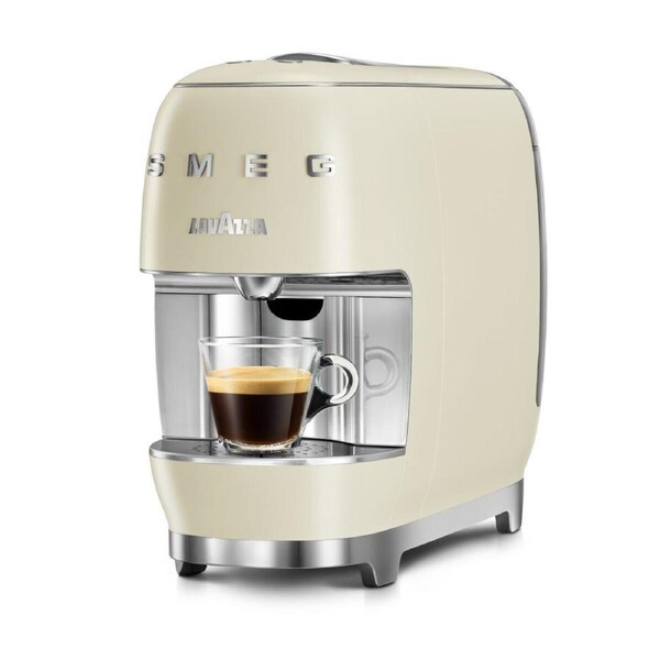 Lavazza, A Modo Mio Smeg Capsule Coffee Machine, Retro Italian Design, Cream