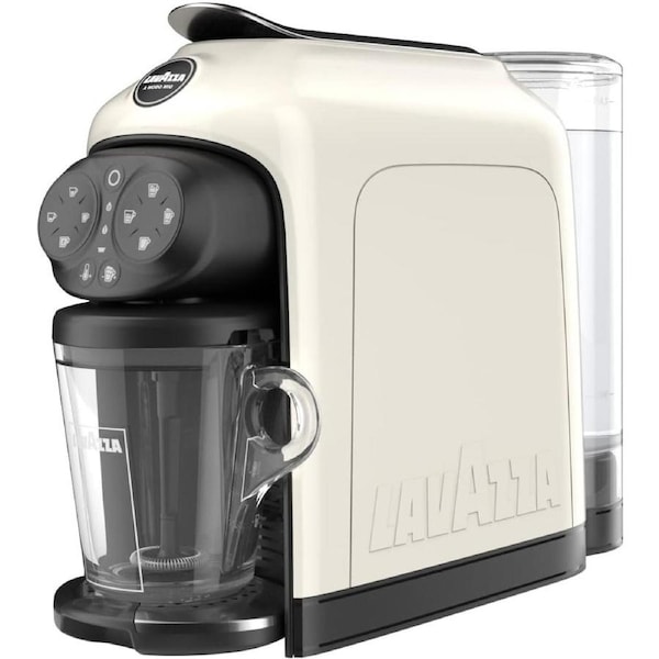 Lavazza, A Modo Mio Desea Coffee Capsule Machine, with a Refined Glass Mug, White